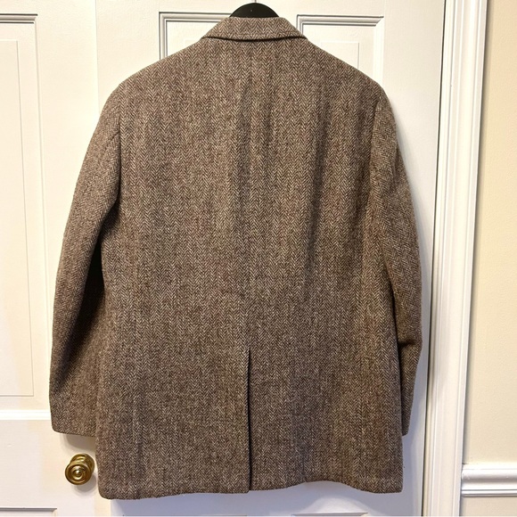 Norm Thompson Harris Tweed Blazer Vintage Herringbone Wool Tan Brown Abt Size 42 - Picture 9 of 10